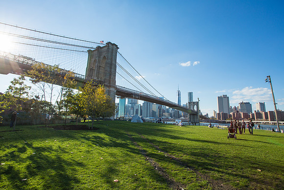 Brooklyn Bridge/Freedom Tower/New York City Skyline from Brooklyn