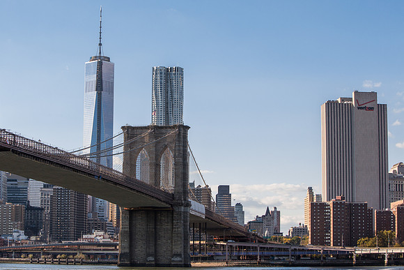 Brooklyn Bridge/Freedom Tower/New York City Skyline from Brooklyn