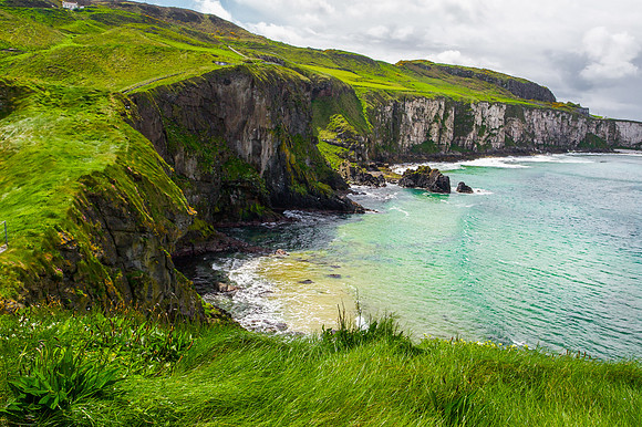 Northern coastline of Ireland near the Giant's Causeway and Carrick-a-rede Rope Bridge
