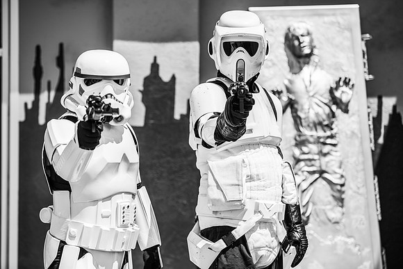Storm Troopers guarding Hans Solo in his Carbonite prison