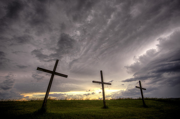 Crosses after a storm in Sioux City, Iowa