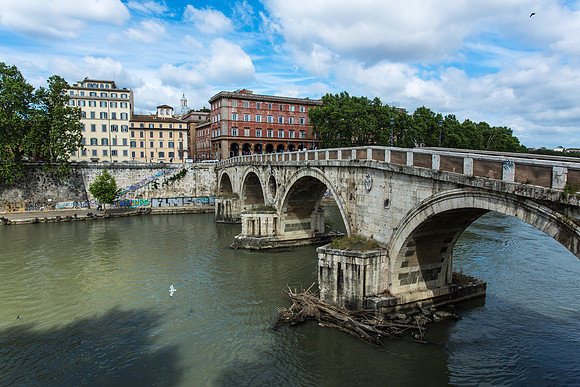 Pointe Sisto Bridge in Rome, Italy - Across from the Piazza Trilussa